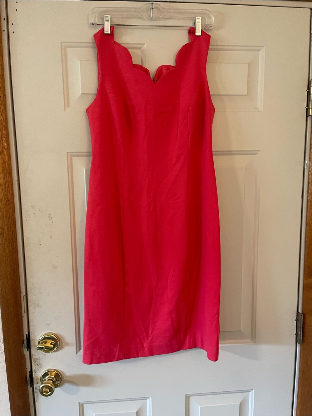 New Talbots bright coral scalloped dress Size 6